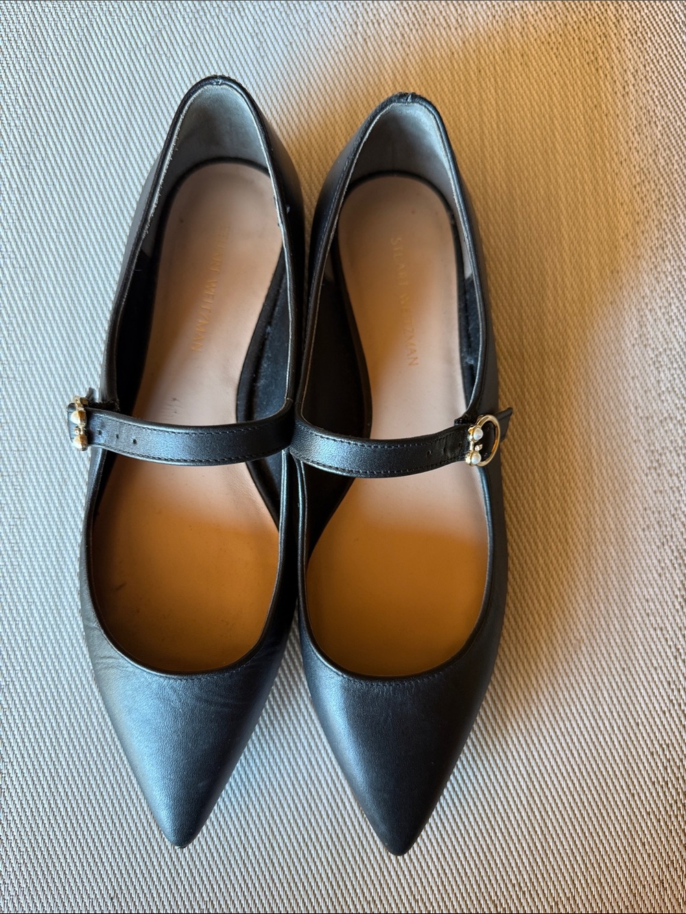 Stuart Weitzman Loralei Crystal Mary Jane flats in black